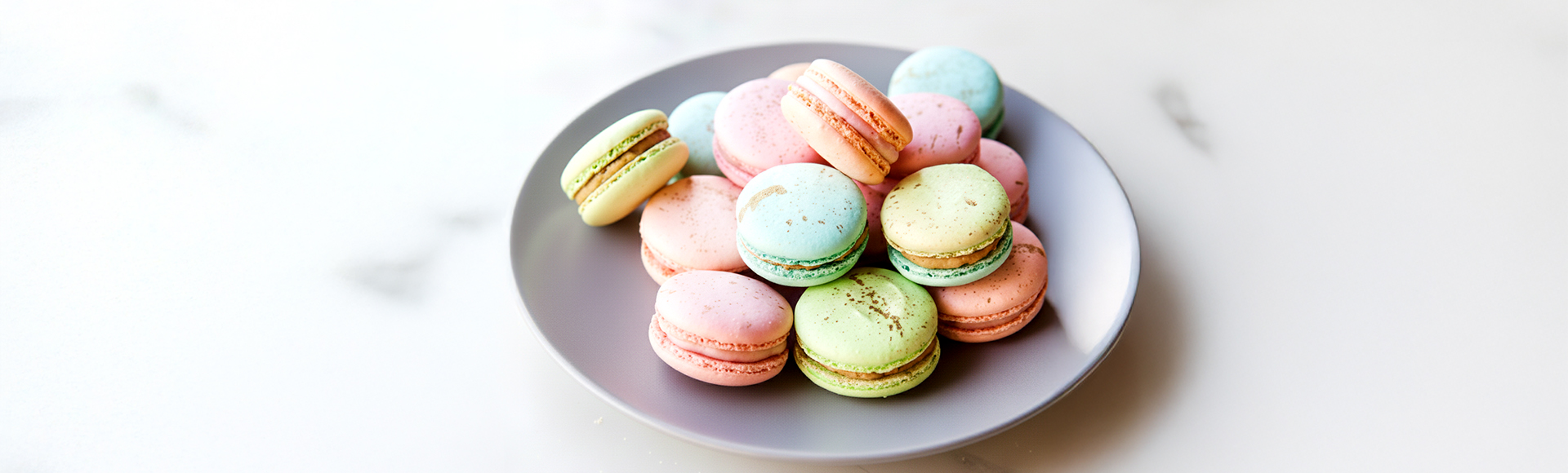 Assortment of colorful French macarons